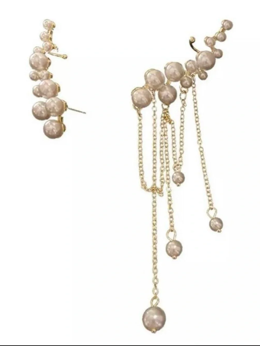 False pearl ear cuff earring set.